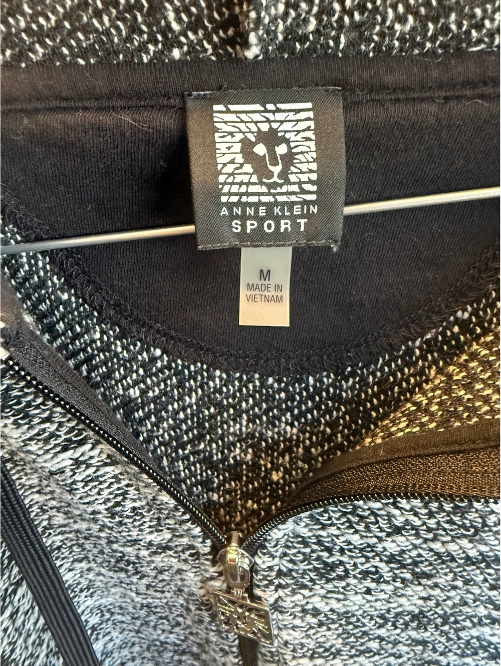 Anne Klein Sport Black and White Marled Zip-Up Hoodie - Picture 4 of 11